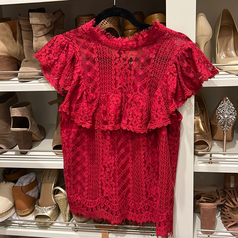 Deep red never worn lace top